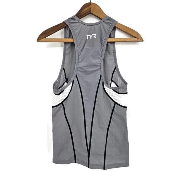 New TYR Carbon Tri Tank Mens XS Gray Black Triathlon Shirt - Picture 2 of 4